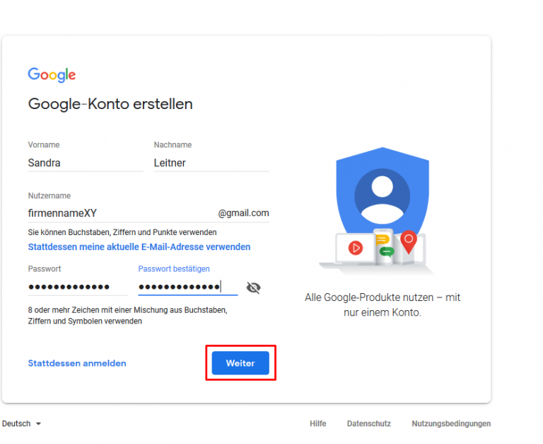 Google Konto erstellen Powerflash